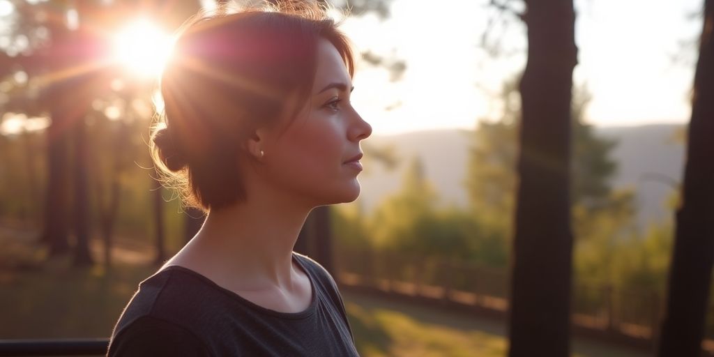 Une personne méditant paisiblement dans la nature.
